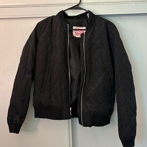 Black, women’s Levi’s quilted bomber jacket, small